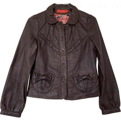 Pre-owned Cacharel Leather Biker Jacket In Brown