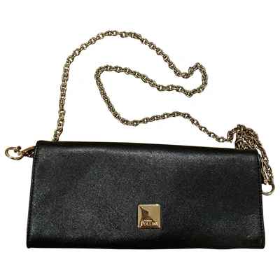 Pre-owned Pollini Leather Clutch Bag In Black