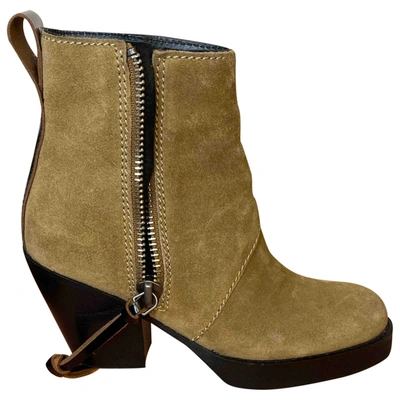 Pre-owned Acne Studios Pistol Ankle Boots In Beige