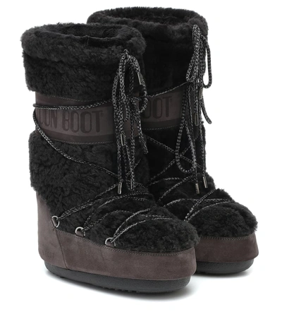 Moon Boot Shearling Snow Boots In Brown