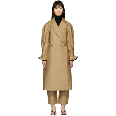 Edit Beige Pleat Back Trench Coat In 014 Trench