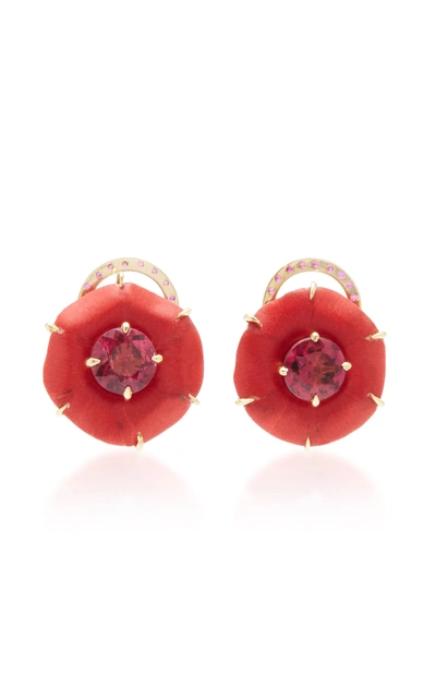 Silvia Furmanovich Women's 18k Gold; Marquetry; Ruby And Rubellite Earrings In Red