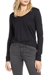 Ag Cambria Scoop-neck Long-sleeve Top In True Black