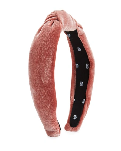 Lele Sadoughi Petite Velvet Knotted Headband In Deep Pink  display picture 2