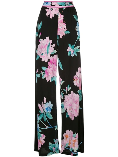 Leonard Marley Floral Print Trousers In Black