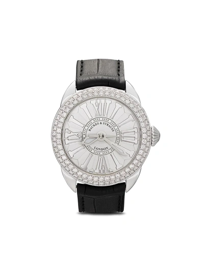 Backes & Strauss 'piccadilly Steel' 37mm Armbanduhr In White