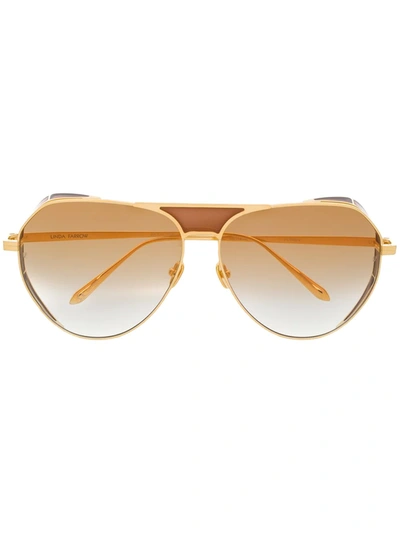 Linda Farrow Aviator-frame Sunglasses In Gold