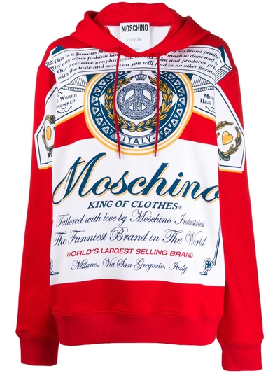 Moschino Oversized King Of Clothes Hoodie In Red,white,blue
