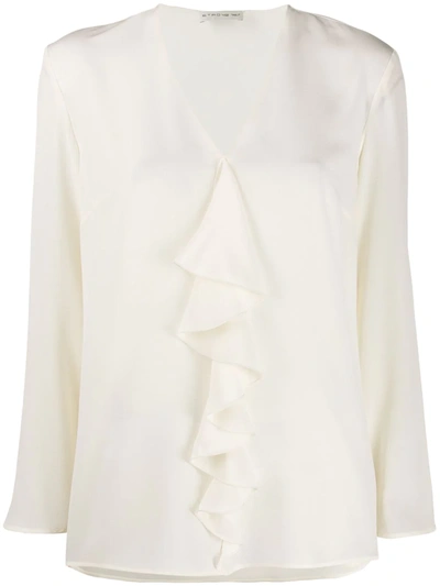 Etro Ruffle Long-sleeve Blouse In White
