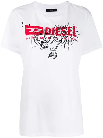 Diesel T-daria Logo Print T-shirt In White