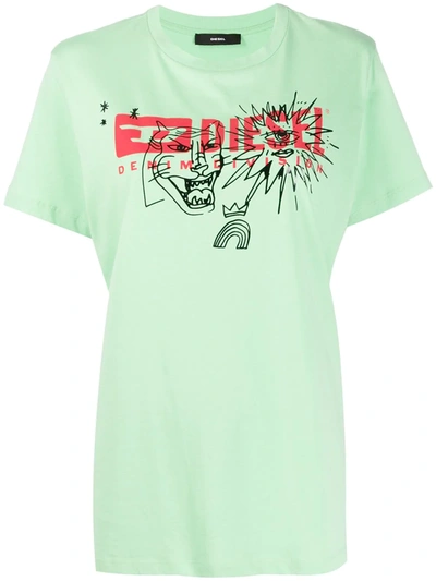 Diesel T-daria-yc Logo T-shirt In Green