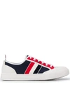 Thom Browne Canvas-sneakers Mit Rwb-streifen In Blue,white,red