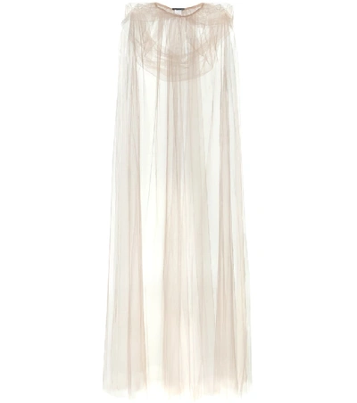 Monique Lhuillier Tulle Cape In Beige