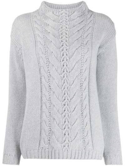 Agnona Cable Knit Jumper In Grey