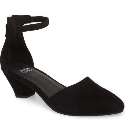 Eileen Fisher Just Open Sided Pump In Black Suede