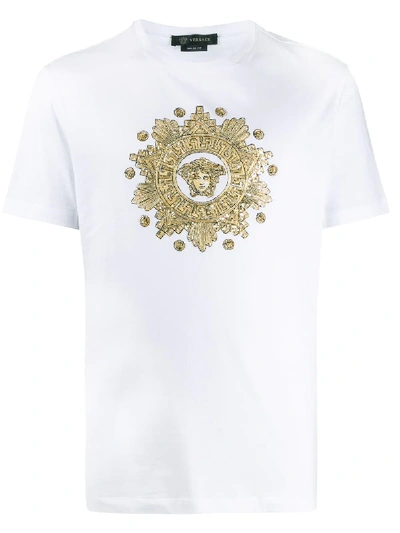 Versace Sequin-embellished Medusa T-shirt In White