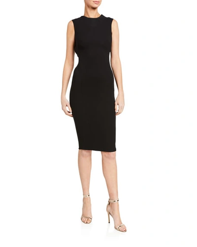 Victoria Beckham Jacquard Sleeveless Twist-back Dress In Black