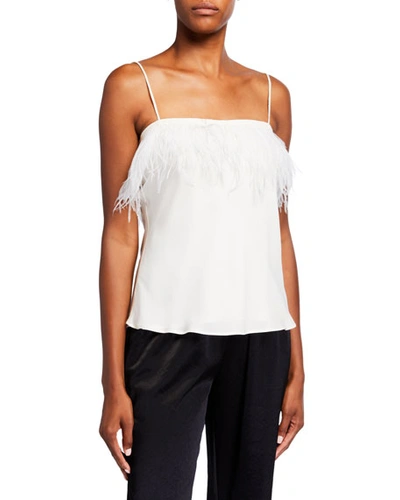 Milly Verona Stretch Silk Feather Cami In Whitewhite