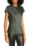 Helmut Lang Satin Cap Sleeve Top In Forest