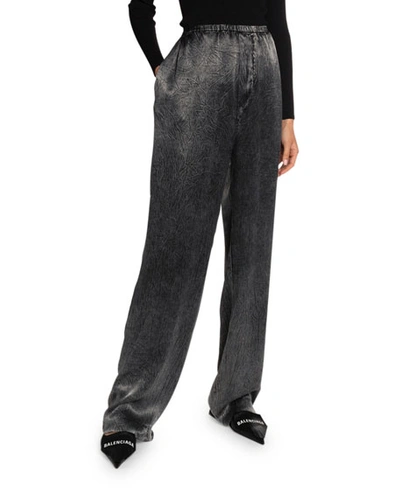 Balenciaga Hammered Satin Pajama Pants In Black