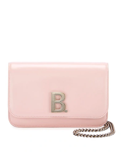 Balenciaga B Shiny Box Wallet On Chain Bag In Light Pink