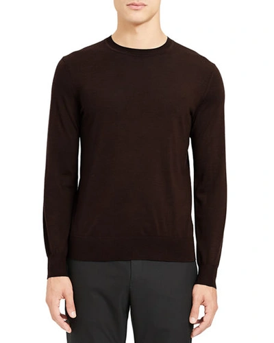 Theory Men's Regal Wool Crewneck Sweater In Mink