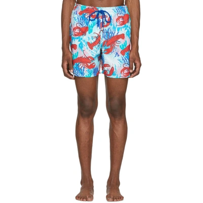 Vilebrequin Lobster And Coral Moorea Swim Trunks In Blue