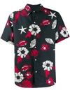 Thom Browne Men's Floral-print Straight-fit Short-sleeve Sport Shirt In Red White