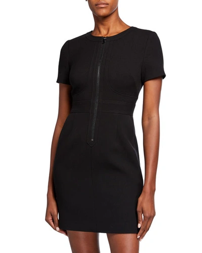 Toccin Zip Front Short-sleeve Mini Dress In Black