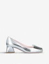 Roger Vivier Belle Vivier Leather Heeled Courts In Silver