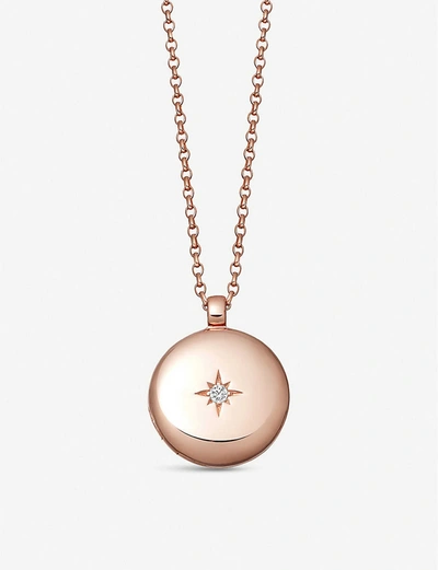 Astley Clarke White Sapphire And 18ct Rose-gold Vermeil Locket Necklace In Rose Gold Vermeil