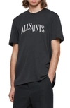 Allsaints Crew Neck Split Logo T-shirt In Jet Black
