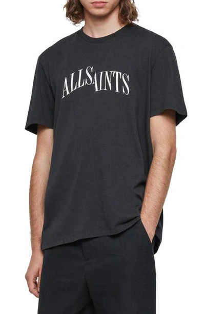 Allsaints Crew Neck Split Logo T-shirt In Jet Black