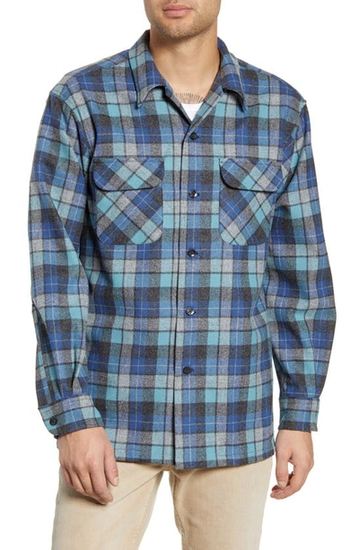 Pendleton Board Regular Fit Wool Flannel Shirt In Blue Original Surf Plaid