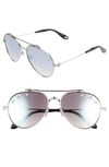 Givenchy Unisex Stars Brow Bar Aviator Sunglasses, 58mm In Silver/ Grey Ms Slv