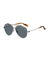 Givenchy Unisex Stars Brow Bar Aviator Sunglasses, 58mm In Crytal Ruthenium/gray Blue Solid