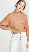 Line & Dot Funnel Neck Ribbed Sweater - 100% Exclusive In Caramel