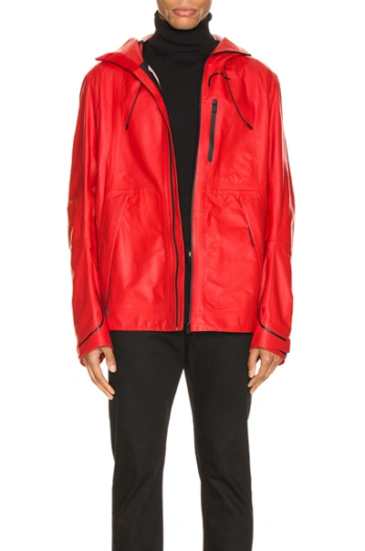 Alyx Lighttech Leather Windbreaker In Red