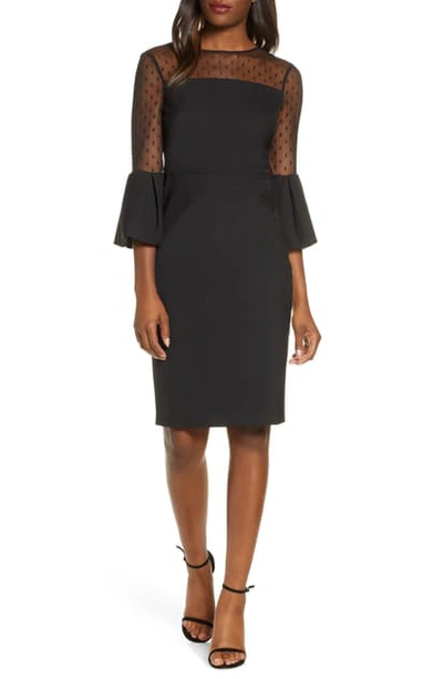 Eliza J Bell-sleeve Illusion Cocktail Dress In Black