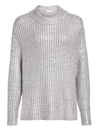 See By Chloé See By Chloe Coated Metallic Ribbed Knit Jumper In Radiant Grey