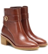 Tory Burch Kira Glossed-leather Ankle Boots In Sierra