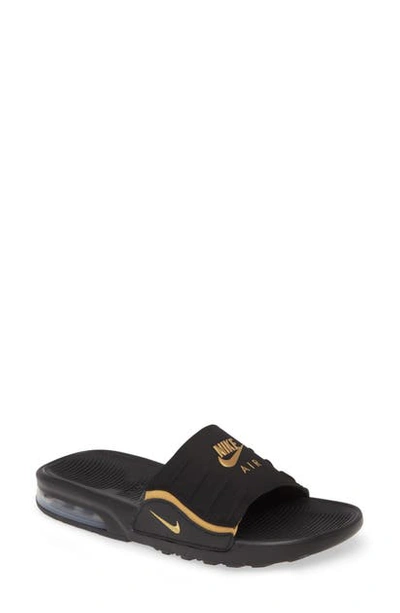 Nike Air Max Camden Slide Sandals From Finish Line In Black,metallic Gold
