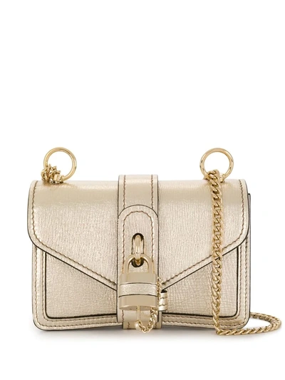 Chloé Aby Mini Leather Shoulder Bag In Gold