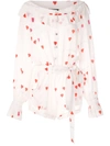 Andrea Bogosian Printed Silk Playsuit In White