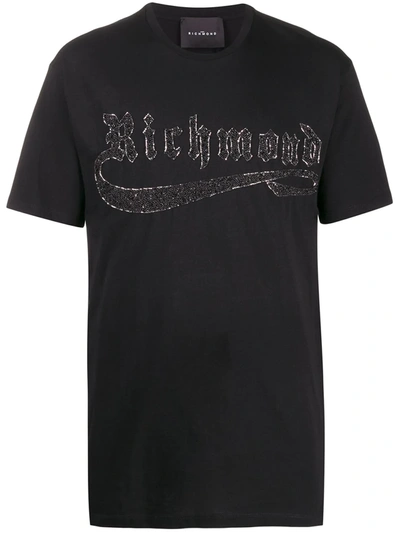 John Richmond Staircase Beaded T-shirt In Black