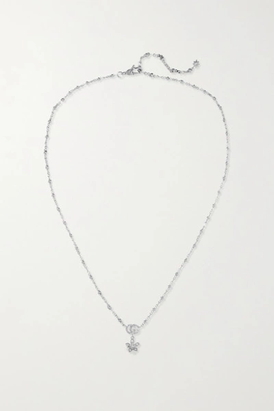 Gucci White Gold Gg And Flower Diamond Pendant Necklace In White, Gold