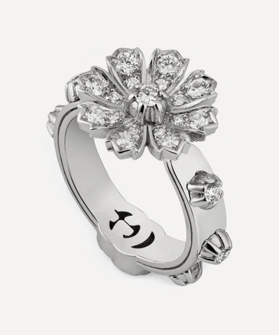 Gucci White Gold Diamond Flower Ring