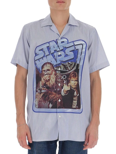 Etro Star Wars Bowling Shirt Spread Sport In Light Blue,white