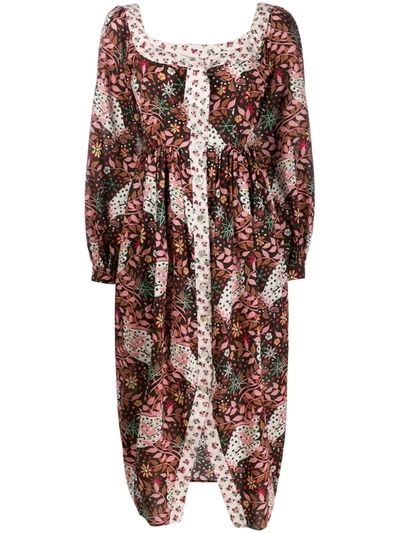 Liberty London Ianthe Valentine Floral-print Dress In Black