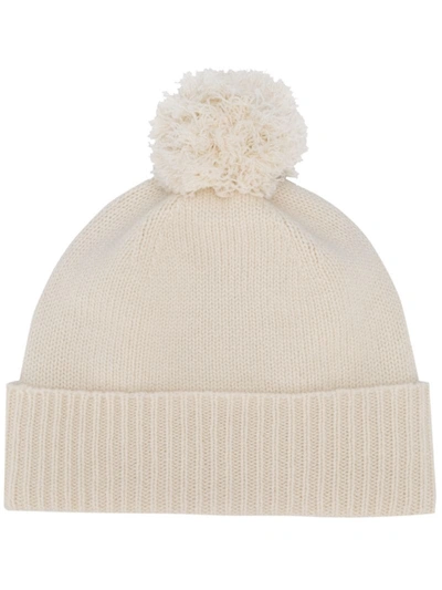 Agnona Pom-pom Knit Beanie In Neutrals